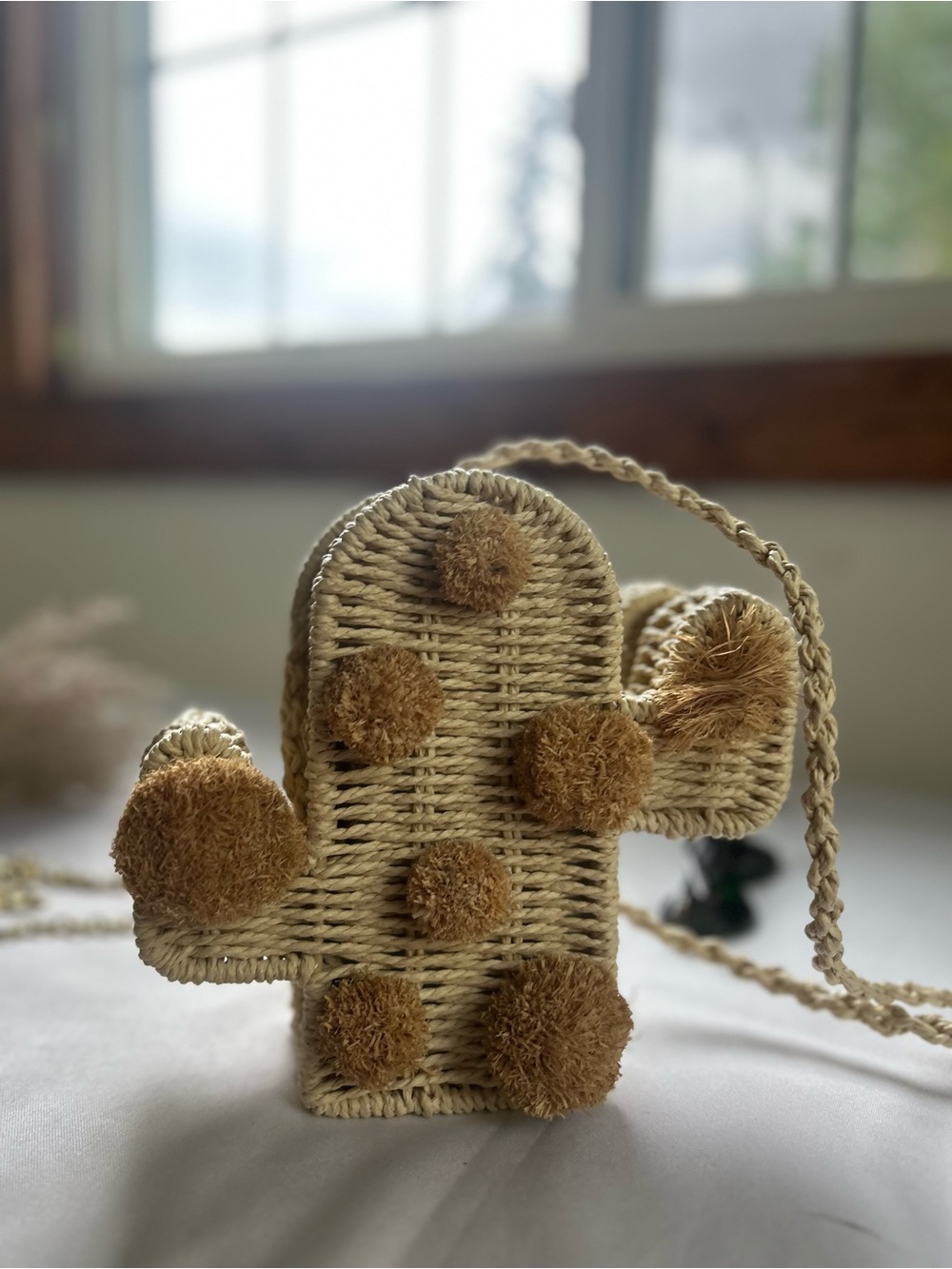 Savannah Cream Woven Pom-Pom Crossbody Bag new - Picture 10 of 10